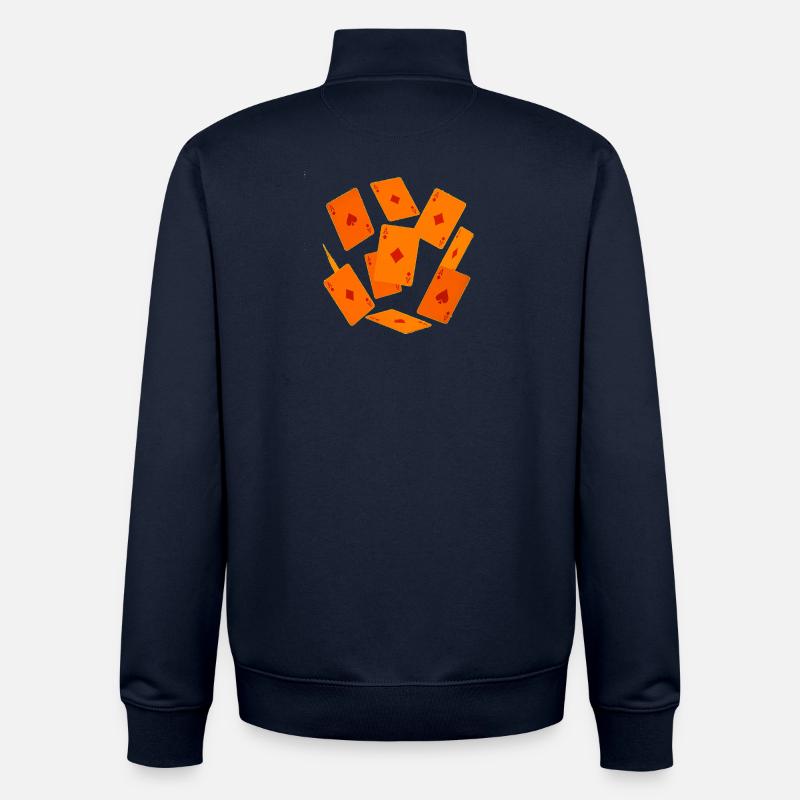 Cartes à jouer As Orange - Sweat zippé unisexe en coton bio Stanley/Stella - marine