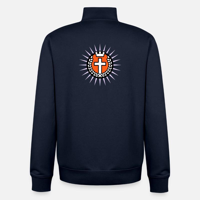 Kreuz im Lichtschein mit Krone - Unisex Organic Zip Sweatshirt von Stanley/Stella - Navy