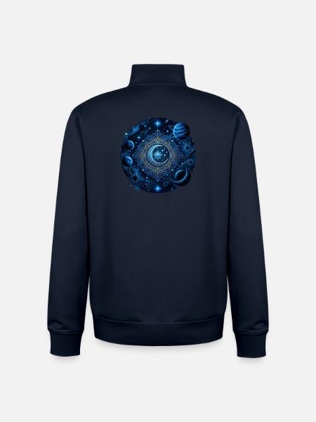 Space Planets Galaxies Stars Moons - Unisex Organic Zip Sweatshirt by Stanley/Stella - navy