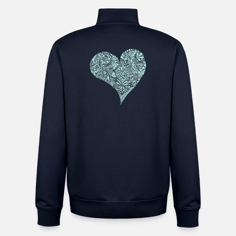 Coeur - Saint-Valentin - Cadeau - Rétro - Sweat zippé unisexe en coton bio Stanley/Stella - marine
