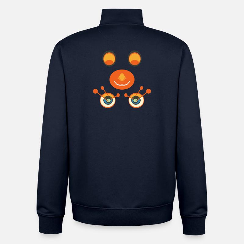 Dessin animé du sourire orange - Sweat zippé unisexe en coton bio Stanley/Stella - marine