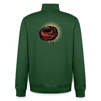 Motif de beignet au chocolat avec glaçage et pépites - Sweat zippé unisexe en coton bio Stanley/Stella - vert bouteille - Dos - AI Model Male 185 dark (185cm)