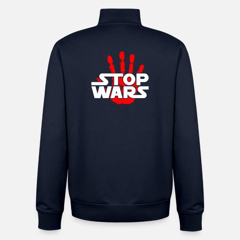 Arrêtez les guerres - Sweat zippé unisexe en coton bio Stanley/Stella - marine