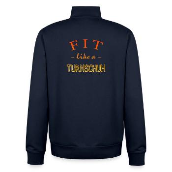 FIT wie ein Turnschuh - Unisex Organic Zip Sweatshirt von Stanley/Stella - Navy - Hinten - AI Model Male 185 light (185cm)