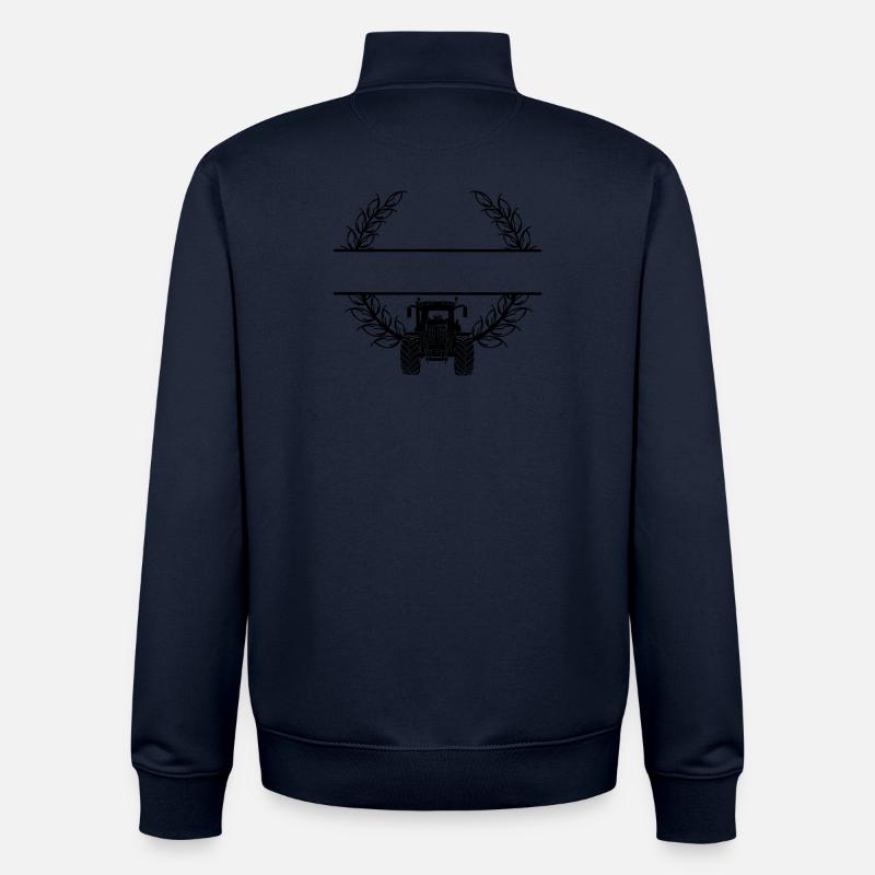 Traktor-Frontansicht im Weizenkranz - Unisex Organic Zip Sweatshirt von Stanley/Stella - Navy