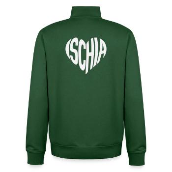 Faute de frappe de la forme du cœur d’Ischia - Sweat zippé unisexe en coton bio Stanley/Stella - vert bouteille - Dos - AI Model Male 185 dark (185cm)