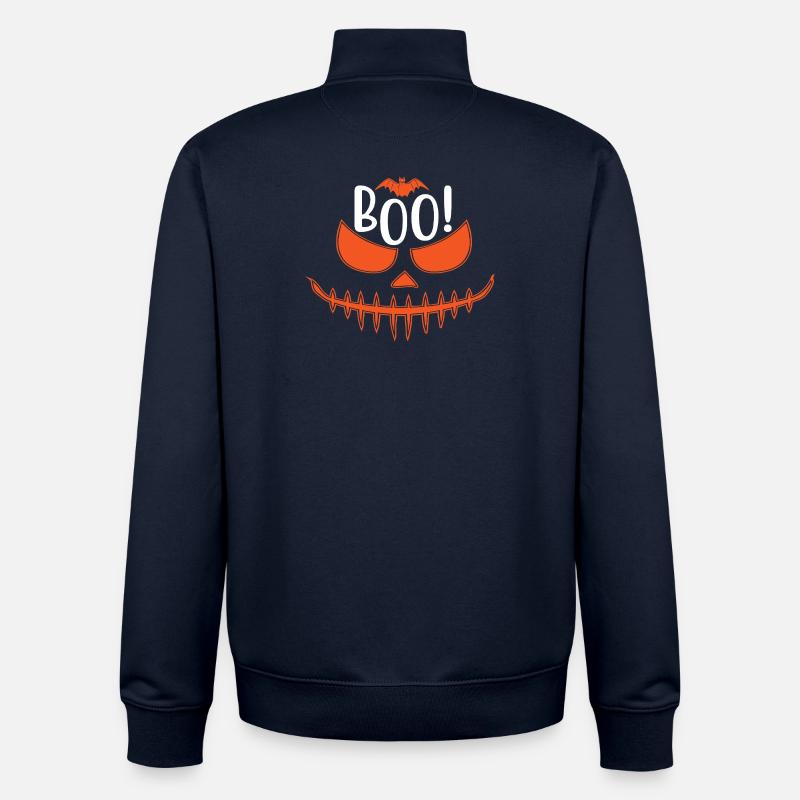 Conception du masque Boo d’Halloween - Sweat zippé unisexe en coton bio Stanley/Stella - marine