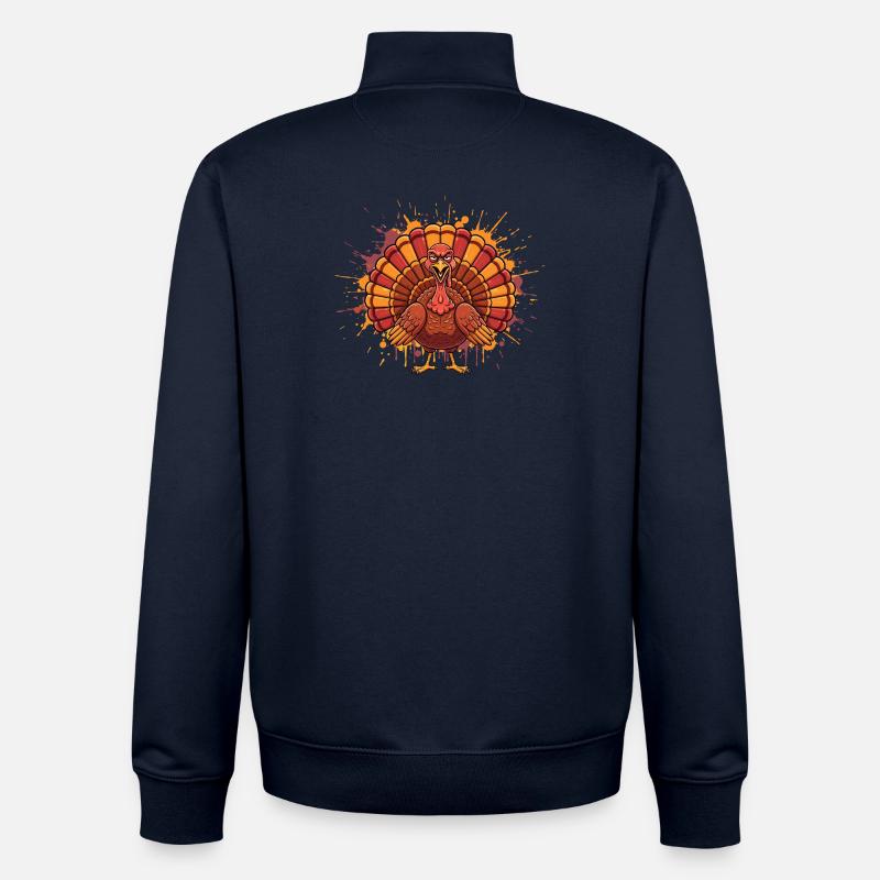 Bunter Truthahn mit Farbspritzer - Unisex Organic Zip Sweatshirt von Stanley/Stella - Navy