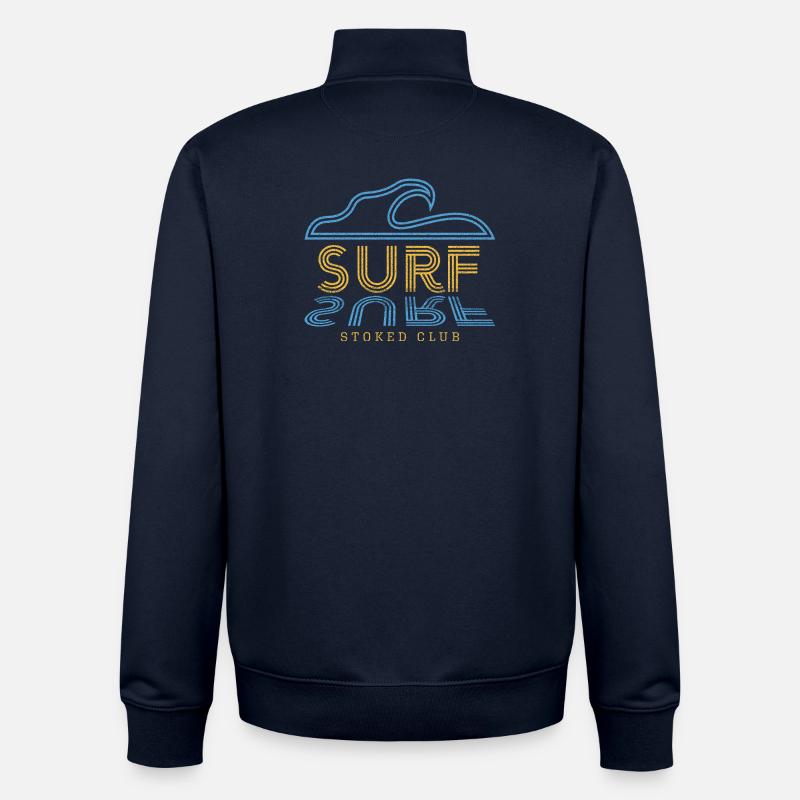 Surf Stoked Club - Vague de surf - Sweat zippé unisexe en coton bio Stanley/Stella - marine