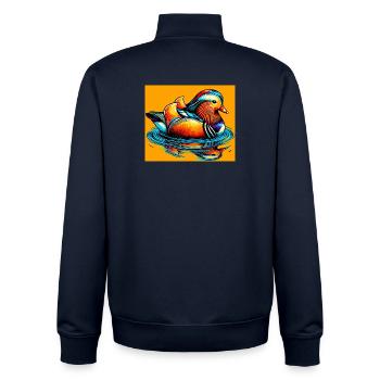 Mandarin duck - Unisex Organic Zip Sweatshirt by Stanley/Stella - navy - Back - AI Model Male 185 light (185cm)