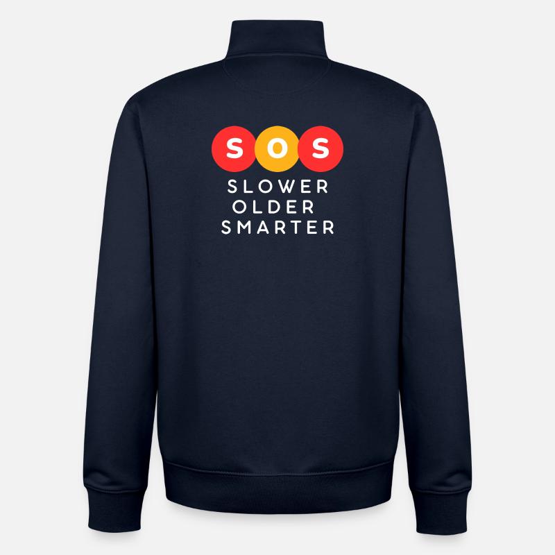 SOS Slower Older Smarter - Unisex Organic Zip Sweatshirt by Stanley/Stella - navy