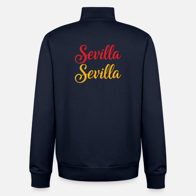 Sevilla Script Duo Rot Gelb Retro - Unisex Organic Zip Sweatshirt von Stanley/Stella - Navy