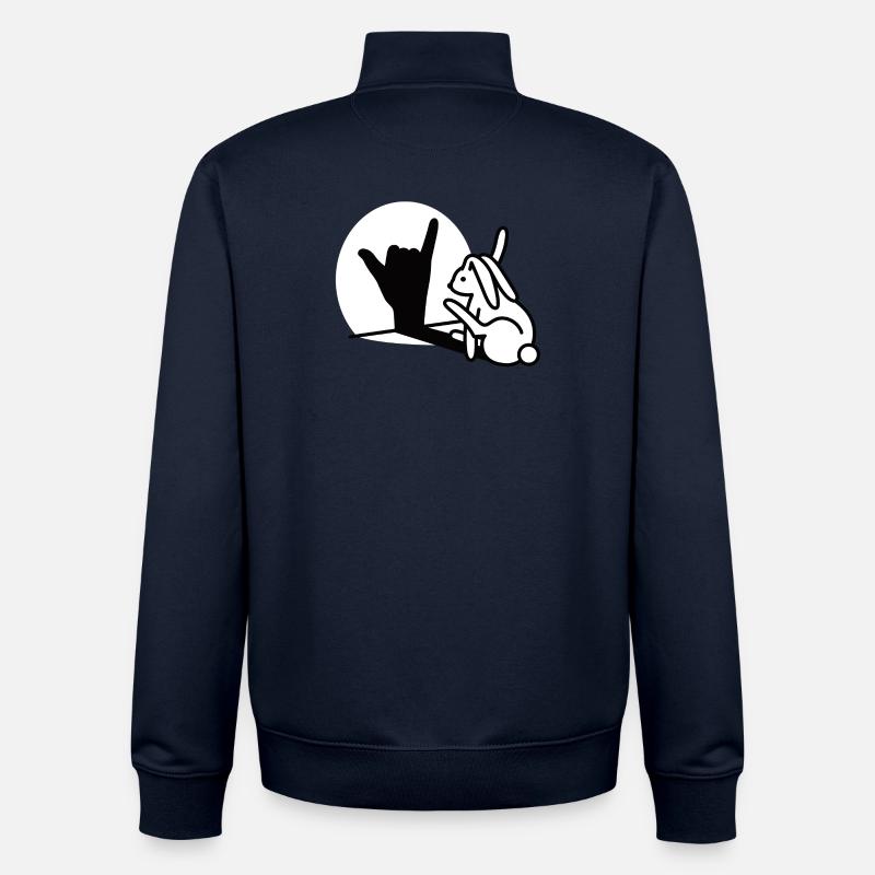 Rabbit hand shadow call you! mobile phone - Unisex Organic Zip Sweatshirt by Stanley/Stella - navy