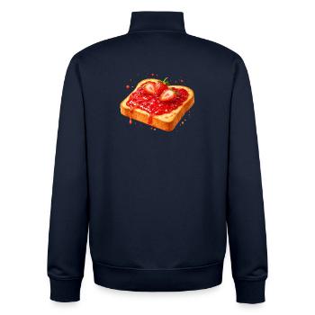 Illustration du pain grillé avec de la confiture de fraises - Sweat zippé unisexe en coton bio Stanley/Stella - marine - Dos - AI Model Male 185 light (185cm)