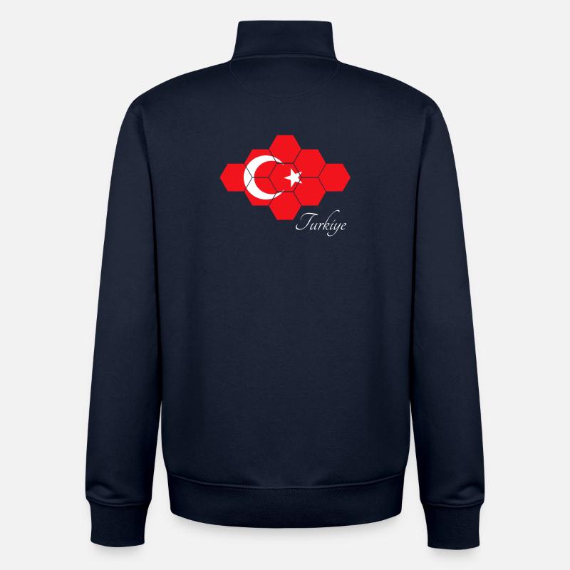 Art hexagonal du drapeau turc - Sweat zippé unisexe en coton bio Stanley/Stella - marine