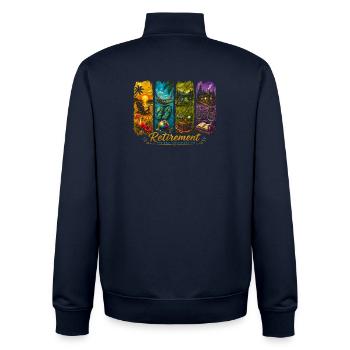 Retraite drôle - Sweat zippé unisexe en coton bio Stanley/Stella - marine - Dos - AI Model Male 185 light (185cm)