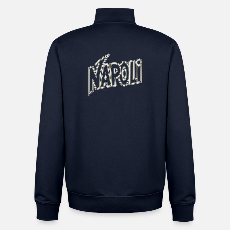 Lettrage néon Napoli - Sweat zippé unisexe en coton bio Stanley/Stella - marine