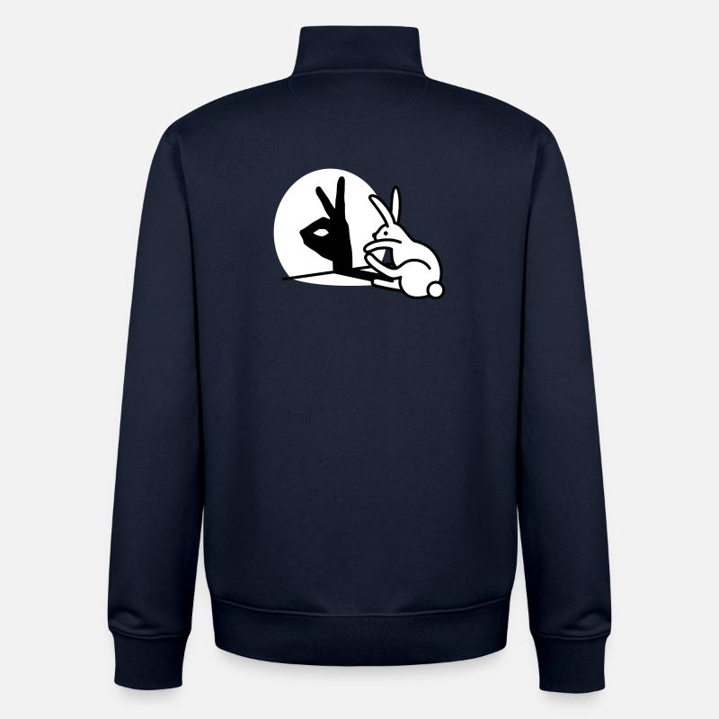 Funny Rabbit Hand Shadow Projection Rabbit - Unisex Organic Zip Sweatshirt by Stanley/Stella - navy