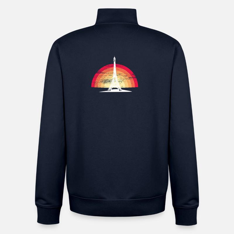 Sunset in Paris - with Eiffel Tower - Unisex Organic Zip Sweatshirt by Stanley/Stella - navy
