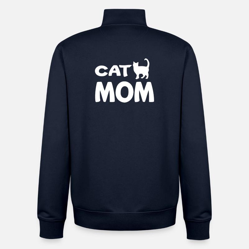 Cat Mom - Sweat zippé unisexe en coton bio Stanley/Stella - marine