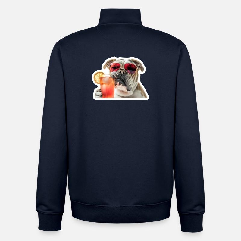 bully drinking cocktail - Unisex Organic Zip Sweatshirt by Stanley/Stella - navy