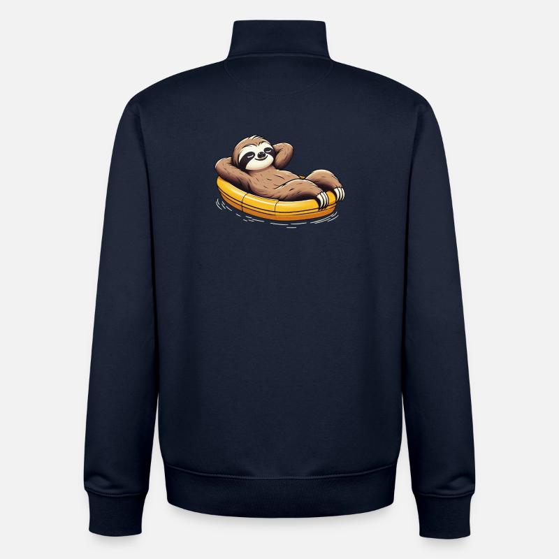 Faultier entspannt im Boot Urlaub - Unisex Organic Zip Sweatshirt von Stanley/Stella - Navy