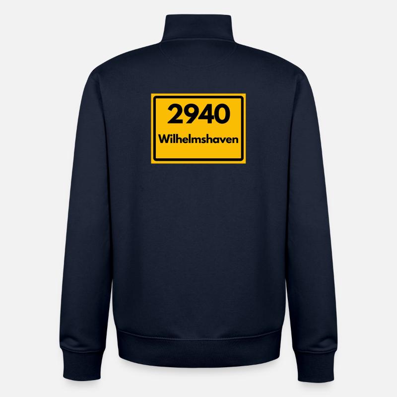 OLD POSTCODE POSTCODE RETRO 2940 WILHELMSHAVEN - Unisex Organic Zip Sweatshirt by Stanley/Stella - navy