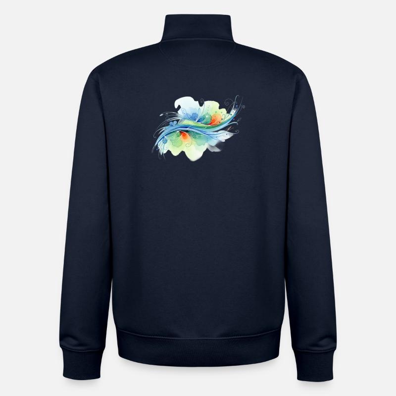 Fließende Formen: Abstraktes Aquarell-Design - Unisex Organic Zip Sweatshirt von Stanley/Stella - Navy