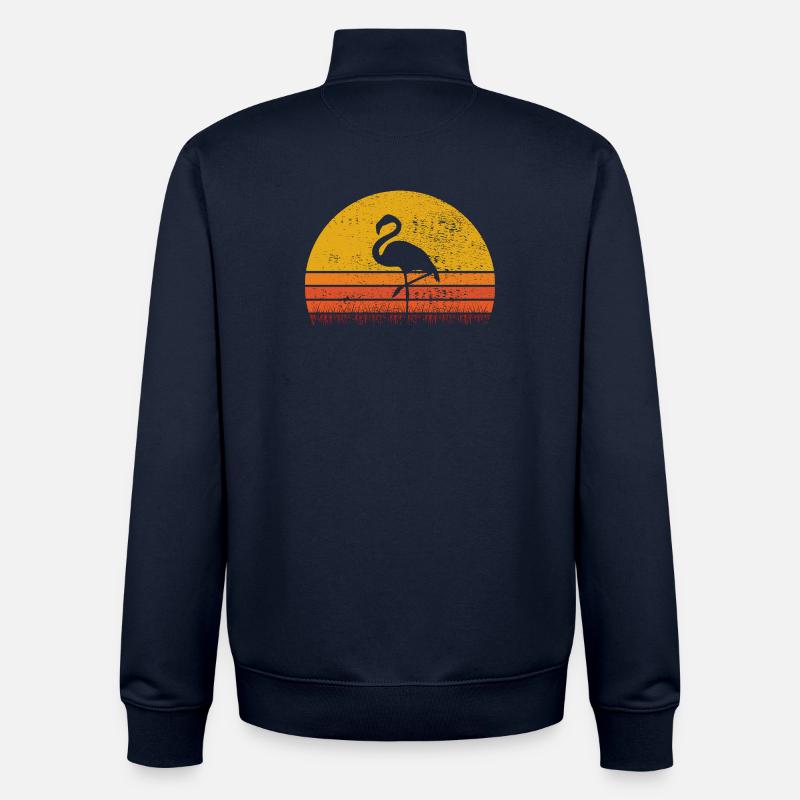 Flamant rose au coucher du soleil - Sweat zippé unisexe en coton bio Stanley/Stella - marine