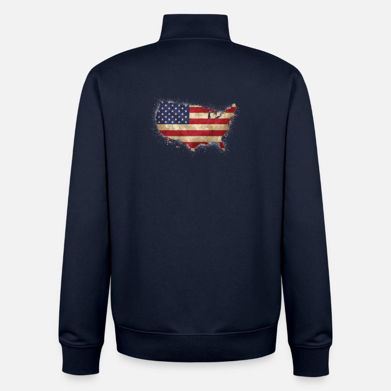 Drapeau de design des États-Unis - Sweat zippé unisexe en coton bio Stanley/Stella - marine