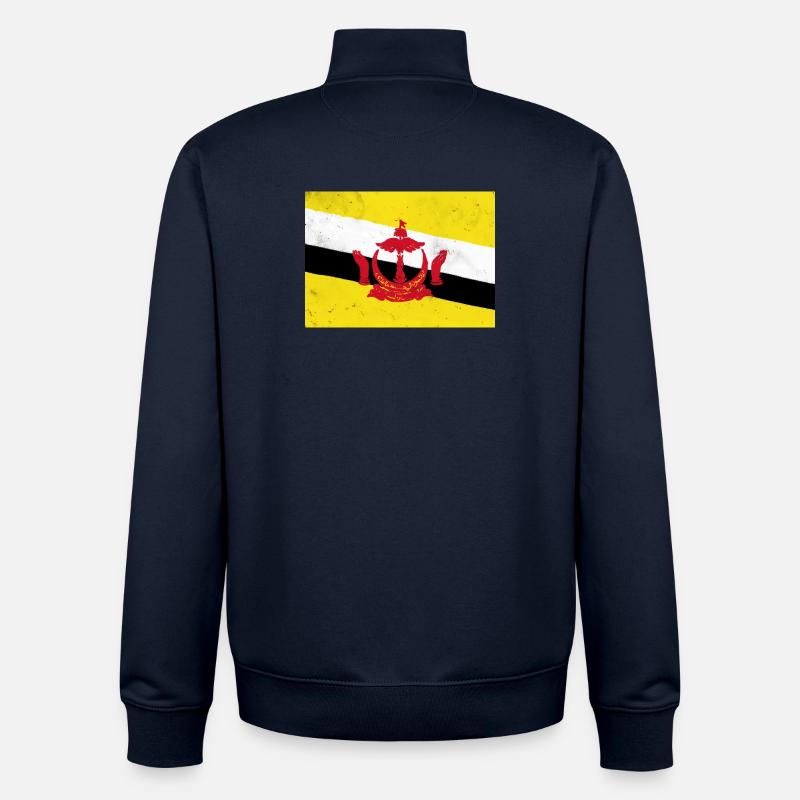 Drapeau du Brunei - Sweat zippé unisexe en coton bio Stanley/Stella - marine