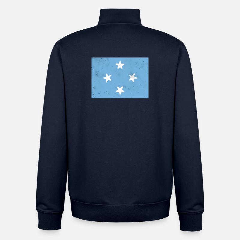 Drapeau de la Micronésie - Sweat zippé unisexe en coton bio Stanley/Stella - marine