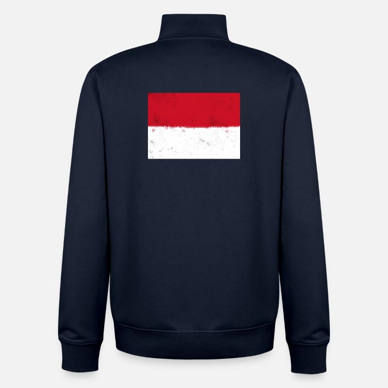 Drapeau de Monaco - Sweat zippé unisexe en coton bio Stanley/Stella - marine