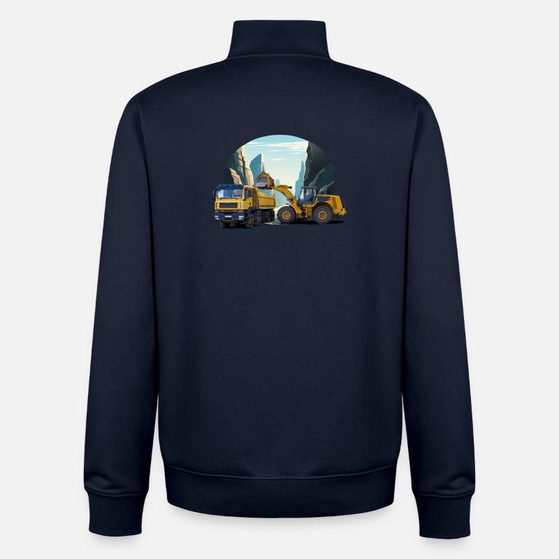 Bagger mit LKW im Steinbruch - Unisex Organic Zip Sweatshirt von Stanley/Stella - Navy