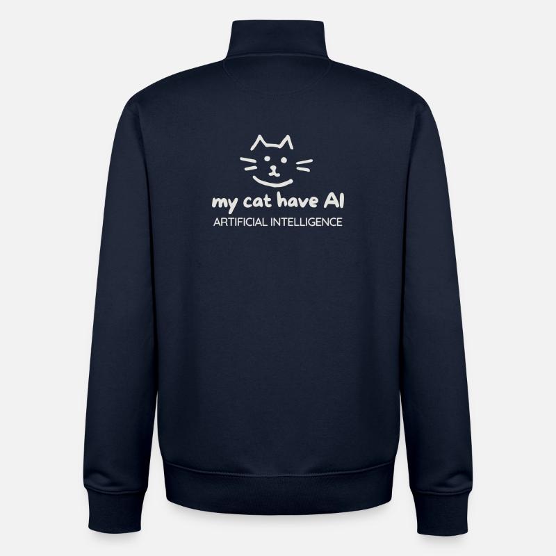 Cat Artificial Intelligence Motif - Unisex Organic Zip Sweatshirt by Stanley/Stella - navy