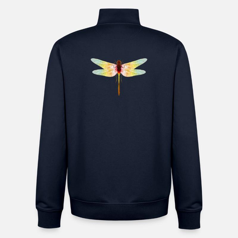 Iridescent Dragonfly – Filigree Insect Motif - Unisex Organic Zip Sweatshirt by Stanley/Stella - navy
