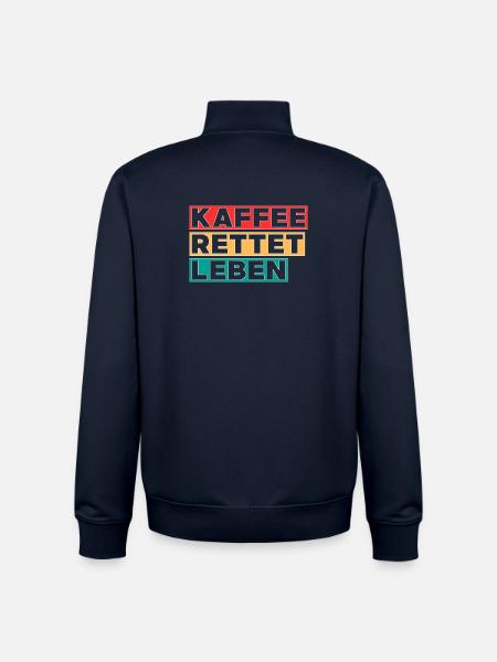 Kaffee rettet Leben - Unisex Organic Zip Sweatshirt von Stanley/Stella - Navy