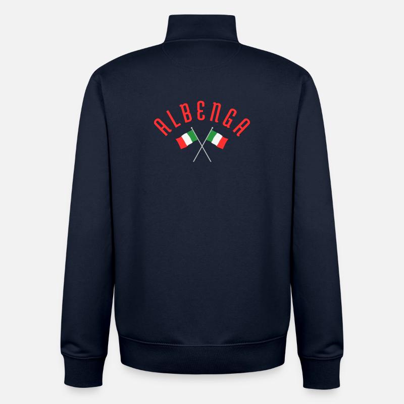 Blason du drapeau italien Albenga - Sweat zippé unisexe en coton bio Stanley/Stella - marine