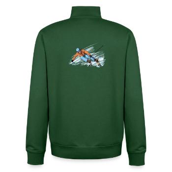 Skiing - Unisex Organic Zip Sweatshirt von Stanley/Stella - Flaschengrün - Hinten - AI Model Male 185 dark (185cm)