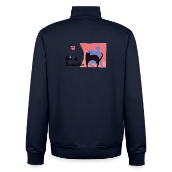 Paire de Purrfection - Sweat zippé unisexe en coton bio Stanley/Stella - marine - Dos - AI Model Male 185 light (185cm)