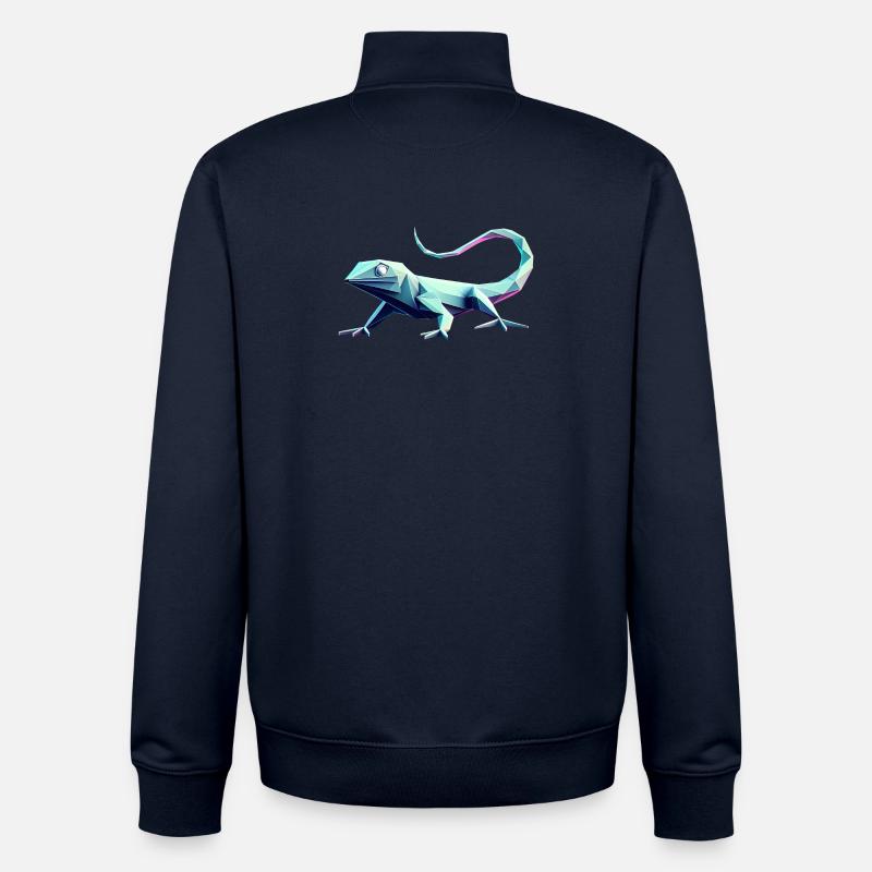 Laufende Eidechse, geometrisches 3D-Origami - Unisex Organic Zip Sweatshirt von Stanley/Stella - Navy