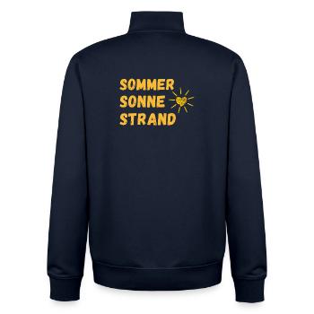 Sommer - Sonne - Strand - Endlich Urlaubszeit! - Unisex Organic Zip Sweatshirt von Stanley/Stella - Navy - Hinten - AI Model Male 185 light (185cm)