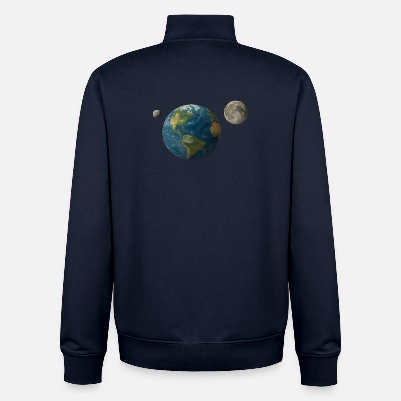 Earth with second moon 2025 PN7 - Unisex Organic Zip Sweatshirt by Stanley/Stella - navy