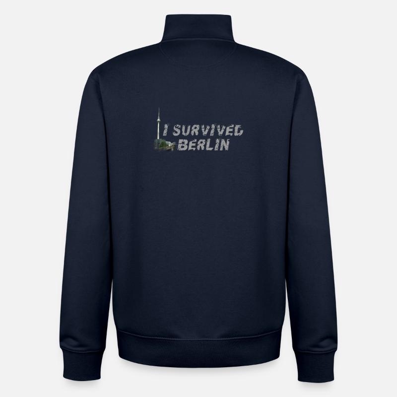 J’ai survécu à Berlin - Sweat zippé unisexe en coton bio Stanley/Stella - marine