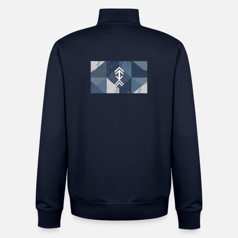 Motif d’élément bleu géométrique - Sweat zippé unisexe en coton bio Stanley/Stella - marine