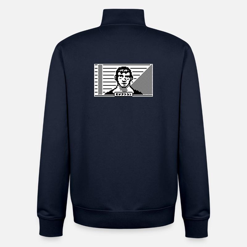 Portrait 8 bits - Sweat zippé unisexe en coton bio Stanley/Stella - marine