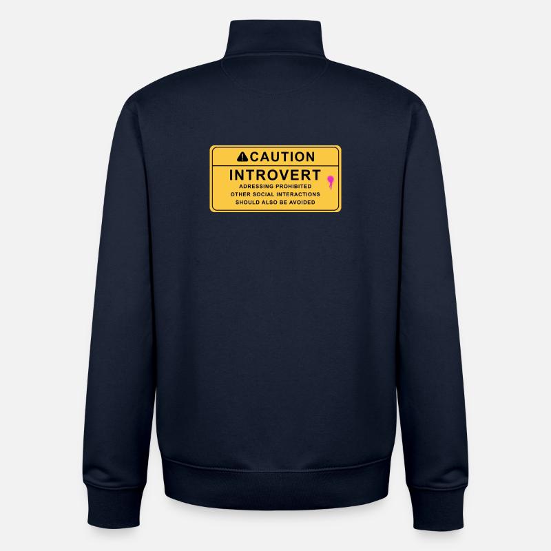 Caution Introvert - Unisex Organic Zip Sweatshirt by Stanley/Stella - navy