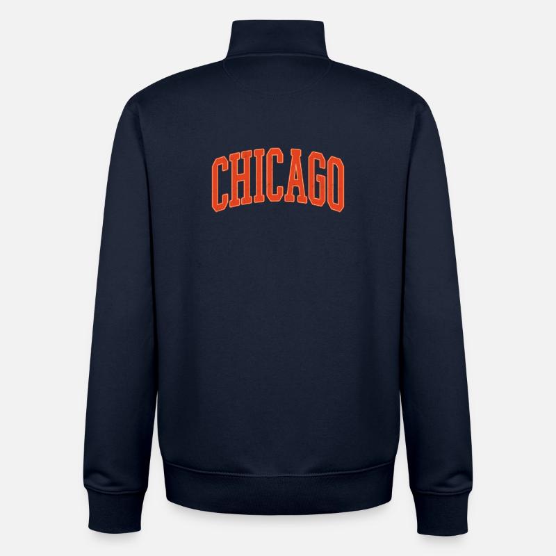 Chicago Arc Text in Orange 3D - Unisex Organic Zip Sweatshirt von Stanley/Stella - Navy