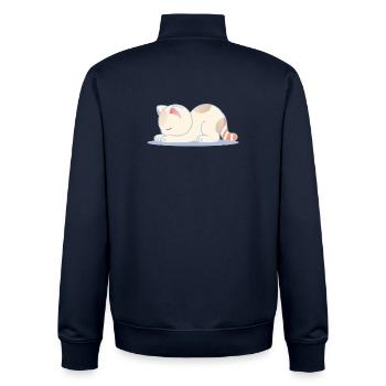 Sleeping Cat – Design pour la paix intérieure - Sweat zippé unisexe en coton bio Stanley/Stella - marine - Dos - AI Model Male 185 light (185cm)
