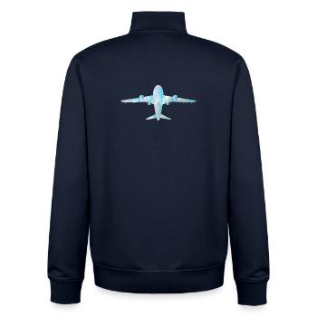 Passagierflugzeug mit Wolkenmuster - Unisex Organic Zip Sweatshirt von Stanley/Stella - Navy - Hinten - AI Model Male 185 light (185cm)